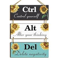 3pcs CtrlAltDel Inspirational Wood Hanger Office Wall Decoration Hanger miniinthebox - thumbnail