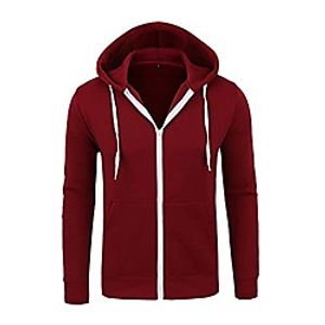 Fashion Zipper Hoodie for Men,Solid Color Long Sleeve Hoody Casual Slim fit Pullover Sweatshirt with Pocket Wine Red Lightinthebox