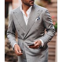 Gray Men's Wedding Homecoming Suits Solid Colored 2 Piece Fashion Daily Business Plus Size Double Breasted Six-buttons 2024 miniinthebox