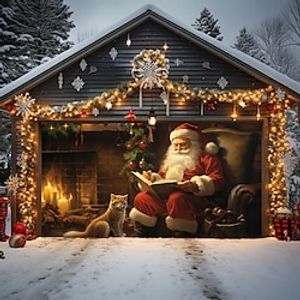 Christmas Outdoor Garage Door Cover Snowman Reading Xmas Door Banner Party Large Door Mural Christmas Backdrop Decoration for Holiday Home Wall Decorations Lightinthebox