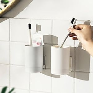 1pc Traceless Paste Cup Shelf Wall-mounted Toothbrush Cup Holder Toilet Gargle Cup Storage Rack Punch-Free Washing Cup Organizer Caddy Lightinthebox