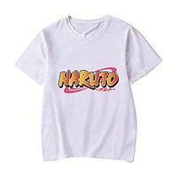 Men's Unisex Tee T shirt Hot Stamping Anime Graphic Prints Plus Size Naruto Print Short Sleeve Casual Tops Cotton Basic Designer Big and Tall White Black Red miniinthebox - thumbnail