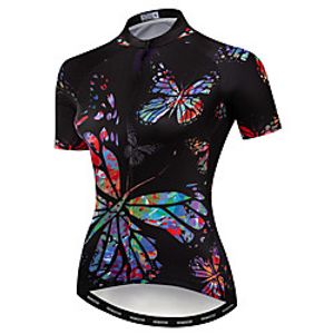 21Grams Women's Short Sleeve Cycling Jersey Summer Spandex Polyester Black Butterfly Bike Jersey Top Mountain Bike MTB Road Bike Cycling Quick Dry Moisture Wicking Breathable Sports Clothing Apparel miniinthebox