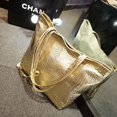 Women's Tote Nylon PU Leather Zipper Solid Color Holiday Going out Outdoor Black Silver Gold Lightinthebox