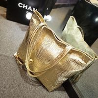 Women's Tote Nylon PU Leather Zipper Solid Color Holiday Going out Outdoor Black Silver Gold Lightinthebox - thumbnail