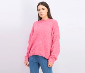 Womens Long Sleeve Knit Sweaters  Pink