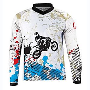 21Grams Men's Long Sleeve Cycling Jersey Dirt Bike Jersey Winter Summer Fleece Spandex Polyester BlueWhite Bike Jersey Motorcyle Clothing Top Mountain Bike MTB Road Bike Cycling UV Resistant Quick miniinthebox