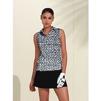 Women's Golf Polo Shirt Black Sleeveless Top Floral Ladies Golf Attire Clothes Outfits Wear Apparel Lightinthebox