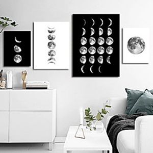 Wall Art Canvas Prints Painting Artwork Picture Moon Phase Black White Woman Home Decoration Décor Rolled Canvas No Frame Unframed Unstretched Lightinthebox