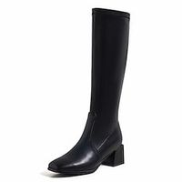 Women's Boots Knee High Boots Chunky Heel Square Toe Minimalism Daily PU Leather Zipper Fall Winter Solid Colored Black Beige miniinthebox Women's Boots Knee High Boots Chunky Heel Square Toe Minimalism Daily PU Leather Zipper Fall Winter Solid Colored Black Beige miniinthebox