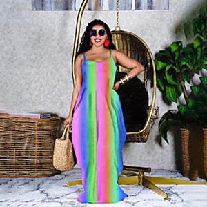 Women's Strap Dress Maxi long Dress Rainbow colors 1 Sleeveless Stripes Spring Summer Casual  Daily 2021 S M L XL XXL Lightinthebox