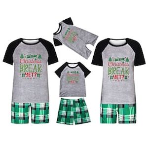 Family Christmas Pajamas Graphic Letter Home Short-sleeved Fu—1 picture Short Sleeve Rich—8 Pictures Short Sleeves - 10 Pictures Short Sleeve Active Matching Outfits Lightinthebox