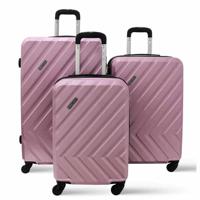 PARA JOHN 3-Piece Hard side ABS Luggage Trolley Set 20/24/28 Inch PINK