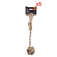 Fofos Flossy Rope With Ball Dog Toy (Pack of 5)