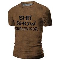 Men's Unisex T shirt Tee Letter Graphic Prints Crew Neck Army Green Brown Navy Blue Gray 3D Print Outdoor Street Short Sleeve Print Clothing Apparel Vintage Sports Designer Casual / Summer / Summer miniinthebox - thumbnail