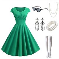 Audrey Hepburn 1950s Swing Dress Accesories Set Flare Dress Women's Costume Vintage Cosplay Party  Evening Daily Wear Party  Evening 1 Bracelet Masquerade Lightinthebox - thumbnail