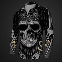 Owl Skull Bird Subcultural Men's Printed Shirts Party Street Vacation Spring Summer Turndown Long Sleeve Black S, M, L 4-Way Stretch Fabric Shirt Lightinthebox - thumbnail