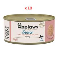 Applaws Tuna with Salmon in Jelly Senior Wet Cat Food 70gG Tin (Pack Of 10)