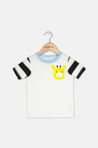 Toddlers Baby Boys Giraffe Pocket Tee  Angel White