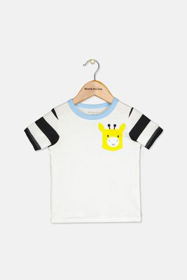 Toddlers Baby Boys Giraffe Pocket Tee  Angel White
