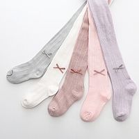 Kids Girls' Socks White Gray Purple Solid Colored Bow Spring Summer Cute Daily Wear 1-12 Years Lightinthebox - thumbnail