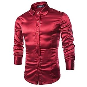 Men's Vintage Shirt Regular Fit Long Sleeve Turndown Solid Colored Cotton Blend Black Purple Wine 2022 Lightinthebox