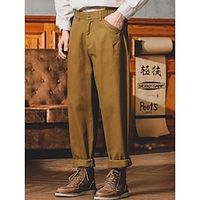 Men's Trousers Chinos Chino Pants Pocket Straight Leg Plain Comfort Breathable Outdoor Daily Going out Cotton Blend Fashion Casual Black Brown miniinthebox - thumbnail