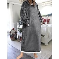 Women's Casual Dress Night Dress Long Dress Maxi Dress Daily Casual Pocket Solid Color Hooded Home Lounge Pink Wine 2023 Fall Winter One-Size Lightinthebox - thumbnail