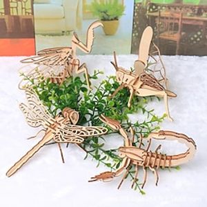 Children'S Diy Wooden Toys Wooden Model Puzzle Three-Dimensional Puzzle Hand-Assembled Coloring Insect Model Building Blocks Lightinthebox