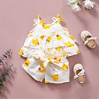 Kids Toddler Girls' Clothing Set Sleeveless White Print Daily Wear Active Basic Regular 2-6 Years miniinthebox - thumbnail