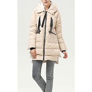 Women's Coat Causal Winter Long Coat Standard Fit Casual Jacket Solid Color Modern Style off-white Black / Cotton miniinthebox