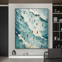 Handmade Original surfing Oil Painting On Canvas Wall Art Decor ocean scenery Painting for Home Decor With Stretched Frame/Without Inner Frame Painting Lightinthebox