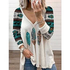 Sq3707 European And American Women's Clothing 2021 Independent Station Autumn Hot Sale Printing Ethnic Style T-Shirt Top Women Factory Direct Sales miniinthebox