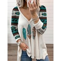 Sq3707 European And American Women's Clothing 2021 Independent Station Autumn Hot Sale Printing Ethnic Style T-Shirt Top Women Factory Direct Sales miniinthebox - thumbnail