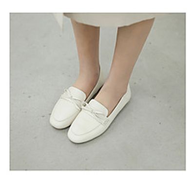 Women's Loafers  Slip-Ons Classic Loafers Flat Heel Round Toe PU Synthetics Almond Beige Gray miniinthebox