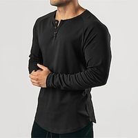 Men's T shirt Tee Henley Shirt Tee Tee Top Long Sleeve Shirt Plain Henley Street Vacation Long Sleeve Clothing Apparel Fashion Designer Basic Lightinthebox