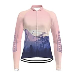 21Grams Women's Cycling Jersey Long Sleeve Bike Top with 3 Rear Pockets Mountain Bike MTB Road Bike Cycling Breathable Quick Dry Moisture Wicking Rosy Pink Graphic Patterned Spandex Polyester Sports miniinthebox