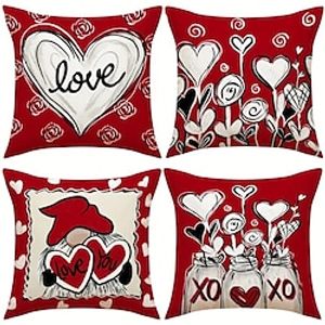 4PCS Valentine's Day Double Side Pillow Cover Soft Decorative Square Cushion Case Pillowcase for Bedroom Livingroom Sofa Couch Chair miniinthebox