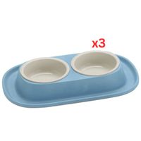 Georplast Soft Touch Plastic Double Bowl - Blue (Pack of 3)
