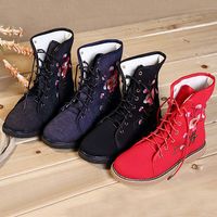 Flower Embroidery Ankle Flat Retro Boots For Women