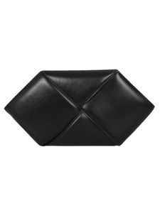 Maxi Braided Black Leather Clutch