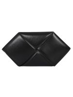 Maxi Braided Black Leather Clutch - thumbnail