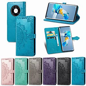 Phone Case For Huawei Full Body Case HUAWEI P40 HUAWEI P40 Pro HUAWEI P40 Pro Mate 40 Mate 40 Pro Mate 40 Pro Huawei P30 Huawei P30 Pro P Smart 2021 Honor X10 Card Holder Shockproof Embossed Solid miniinthebox