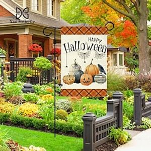 cross-border new proverbs pumpkin witch dwarf linen halloween garden flag digital double sided printing 3045cm Lightinthebox