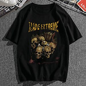 Men's Unisex Tees T shirt Hot Stamping Graphic Prints Skull Plus Size Print Short Sleeve Casual Tops 100% Cotton Basic Designer Big and Tall White Black Lightinthebox
