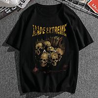Men's Unisex Tees T shirt Hot Stamping Graphic Prints Skull Plus Size Print Short Sleeve Casual Tops 100% Cotton Basic Designer Big and Tall White Black Lightinthebox - thumbnail