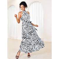 Women's Chiffon Halter Neck Maxi Dress Short Sleeve Summer Lightinthebox