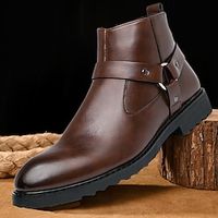 Men's Boots Formal Shoes Dress Shoes Plus Size Walking Casual British Daily Office  Career Microfiber PU Height Increasing Mid-Calf Boots Buckle Black Brown Fall Winter Lightinthebox - thumbnail