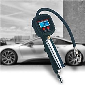 1 Set Digital Tire Preassure Gauge Inflator 200 PSI Tire Inflator Air Chuck Compressor Accessories LCD Display with 360 Degree Rubber Hose for Car Bike Rv Truck Automobile and Motorcycle Lightinthebox