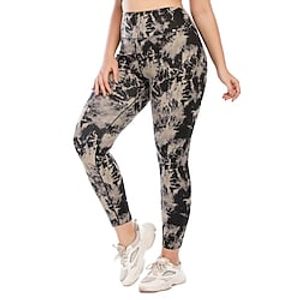 Women's Yoga Pants Yoga Leggings Zipper Pocket Tummy Control Butt Lift High Waist Yoga Fitness Gym Workout Leggings Bottoms Camo  Camouflage Khaki Plus Size Sports Activewear High Elasticity Skinny Lightinthebox